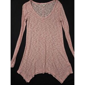 Mudd Pink Marled V Neck Long Sleeve Tunic Top XS